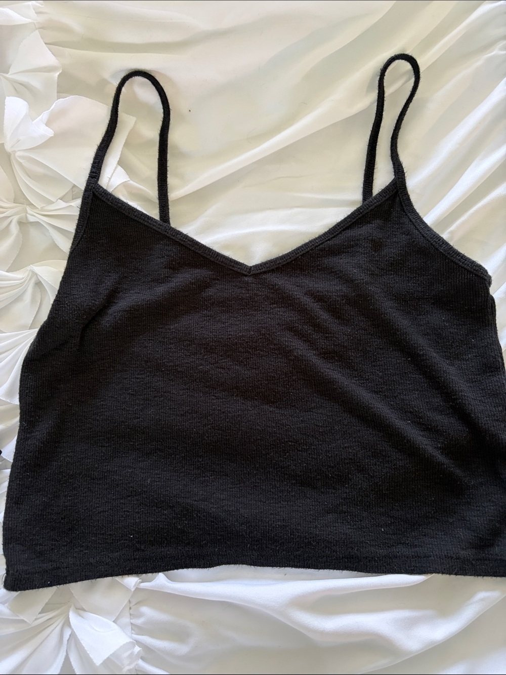 ARIE Black V-Neck Spaghetti Strap Crop Top - Women